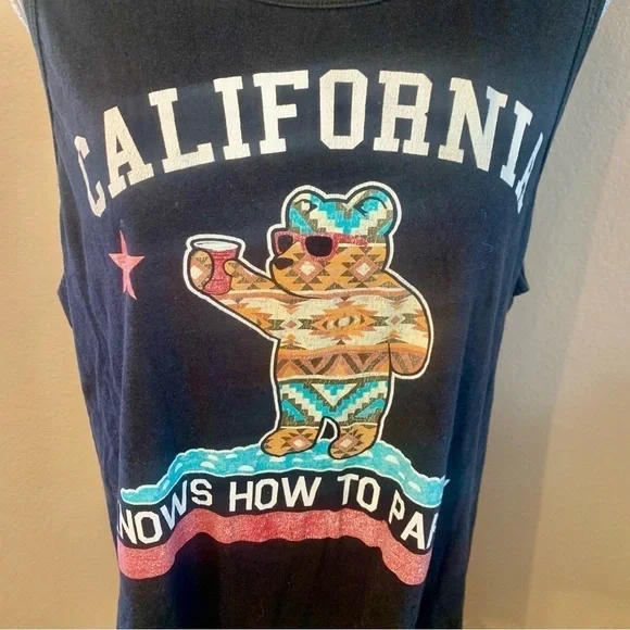 Vintage California Tank XL 100% Cotton Black Southwest Design Riot Society - Picture 4 of 14